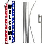 Welcome Usa Stars Rwb Swooper Super & 16FT Flagpole Kit / Ground Spike. Fixed Price $74.88.