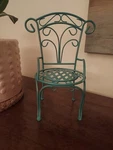 Wrought Iron Sturdy Teal Chair Plant Stand 10IN. Fixed Price $17.00.
