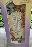 Vintage Taylor Resin Indoor/outdoor Thermometer Floral Hummingbird Weatherproof. Fixed Price $38.00.