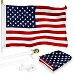 G128 Combo Pack: 5 Ft Aluminum Flagpole White & American Usa Printed 2X3. Fixed Price $45.95.