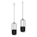 Kate And Laurel Nobrey Modern Hanging Planters, Set Of 2, Black, Metal. Fixed Price $114.99.