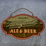 Vintage 1940 Famous Narragansett Ale & Beer Reverse Painted Glass Mirror Sign. Fixed Price $795.95.
