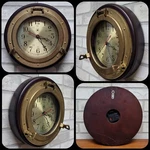 Vintage Bey Berk International Brass + Wood Porthole Nautical Wall Clock Tested. Fixed Price $95.00.