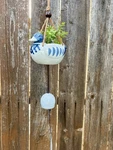 Japanese Bird Duck Wind Chime Planter, Blue & White Ceramic, Zen Garden Decor. Fixed Price $62.00.