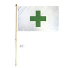 5' Wood Flag Pole Kit Wall Mount Bracket With 3X5 Green Cross Polyester. Fixed Price $24.88.