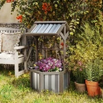 Outsunny Wooden Wishing Well Planter With Galvanized Canopy. Fixed Price $88.72.