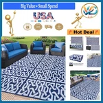 Reversible Blue & White Plastic Rug 5X8 Indoor Outdoor Patio Deck. Fixed Price $40.82.