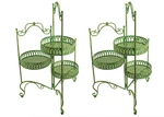 2 Wrought Iron Metal Folding 3-LEVEL Table Plant Stands For Indoor / Outdoor Us. Fixed Price $199.99.