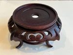 Vtg Chinese Wooden Base Plant Stand Display Footed Holder, 3/4" Inside, 8". Fixed Price $129.99.