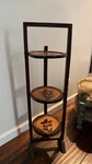 Vintage 3-TIER Wood Round Carved Folding Table Pie Stand Plant Shelf Flora. Fixed Price $149.00.