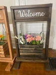 Welcome Stand Woodworking Porch Decor With Hanging Planter.. Fixed Price $60.00.