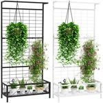 Outsunny 74" Tall Metal Plant Stand With Trellis Hanging Bar. Fixed Price $84.99.