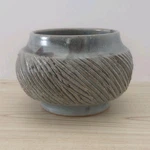 Studio Art Pottery Ceramic Bowl Vase Planter Blue Gray Brown Medium-small. Fixed Price $19.00.