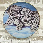 Vintage Hackett American Snow Babies Leopards Porcelain Plate Blue 1982. Fixed Price $14.95.
