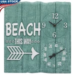 14INCH Beach Clock W/ Thermometer Indoor Outdoor Quartz Uv Resistant Home Decor. Fixed Price $64.40.