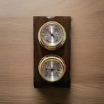 Vintage Taylor Thermometer And Rain Chance Station Combo Solid Oak Panel. Fixed Price $40.00.