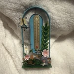 Vintage Metal Outdoor Thermometer With Floral Butterfly Design For Garden Lawn. Fixed Price $7.00.