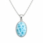 925 Sterling Silver Natural Blue Larimar Gemstone Pendant Necklace For Women. Fixed Price $35.99.