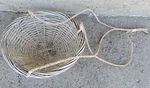 Hub Flora Tan Woven Painted Hanging Plant Basket Philippines 16" Twine Hangers. Fixed Price $10.00.