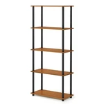 Furinno Turn-n-tube Wood 5-TIER Shelf Display Rack Light Cherry/black. Fixed Price $66.28.