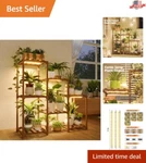 Carbonized Wood Plant Stand With 3-TIER Grow Light Perfect For Urban Gardening. Fixed Price $59.51.