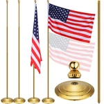 Threan 2 Sets Indoor Telescoping Flag Pole With Base Gold Ball Top 8.53 Ft. Fixed Price $49.79.