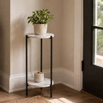 Furinno Besi 2-TIER Plant Stand Metal Flower Pot Outdoor/indoor Marble White. Fixed Price $49.99.