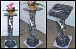 Antique Black White Solid Marble Pedestal Spiral Column 36.5" Plant Stand Table. Fixed Price $950.00.