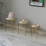 New Round Plant Stand, White Marble Look Top Display End Side Table, Set Of 3. Fixed Price $105.96.