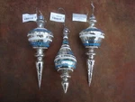 Set Of (3) North Pole Trading Co. Glass Finial Ornaments By Jc Penny New. Fixed Price $34.99.