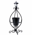 Wind & Weather Wrought Iron Plant Stand With Solar Light - Black. Fixed Price $80.49.