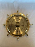 Bey Berk Lacquered Brass Ship's Wheel Barometer With Beveled Glass SB402. Fixed Price $385.00.