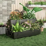 Metal Wagon Planter Box, 2-TIER Garden With Wheels. Fixed Price $110.00.