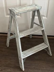 Vintage White Washed Wooden Step Ladder, Rustic Farmhouse Decor, Plant Stand. Fixed Price $40.14.