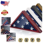 Mahogany Burial Flag Display Case - Wall Mount, Solid Wood, Glass Front, Vete.... Fixed Price $103.49.