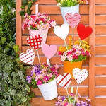 8 Pcs Metal Valentine Yard Decor Red Pink Heart Planter Stakes Romantic Love .... Fixed Price $25.19.