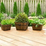 Leisure Season BSQP131 Barrel Style Square Wooden Planters - Brown Set Of. Fixed Price $53.70.