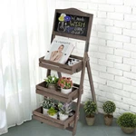 Wood A-frame Sidewalk Menu Chalkboard Plant Stand Flower Rack 3 Removable Tray. Fixed Price $55.99.