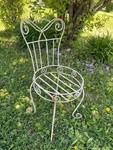 Vintage 21.5 Plant Stand Metal Chair Rustic Patina Garden Decor Farmhouse. Fixed Price $25.00.
