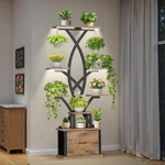 Plant Stand Indoor With Grow Lights - 8 Tiered Shelf Storage Drawer. Fixed Price $147.26.