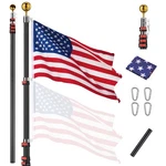 Yescom 25' Telescoping Flag Pole Kit Portable Display Sign For Events Black. Fixed Price $119.90.