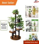 Chic 5-TIER Plant Stand With Iron & Wood Perfect For Living Rooms Balconies. Fixed Price $46.99.