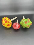 Jj Potts Shroomyz Mushroom Garden Stake Studio Pottery Red Yellow Green Set 3. Fixed Price $49.99.