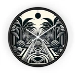 Home Decor Wall Clock Art Symmetrical Garden Illustration Vintage Style. Fixed Price $42.50.