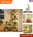 Corner Plant Stand With Grow Lights - Tall Shelf Indoor Outdoor For Multiple .... Fixed Price $90.94.