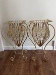 Vintage Metal Gilded Plant Stand. Great Patina. Fixed Price $150.00.