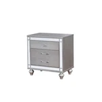 Benzara Three Drawer Solid Wood Nightstand With Mirror Accent Trim Front, Silver. Fixed Price $398.77.