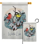Winter Love Garden Flag Friends Birds Small Decorative Gift Yard House Banner. Fixed Price $23.95.
