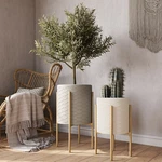 Set Of 2 Aspire Home 8163 Chloe Modern Planters, Grey/ White & Gold. Fixed Price $94.88.