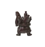 2" Oriental Brown Wood Carved Ding Shape Pen Display Stand Rest WS4073. Fixed Price $61.75.